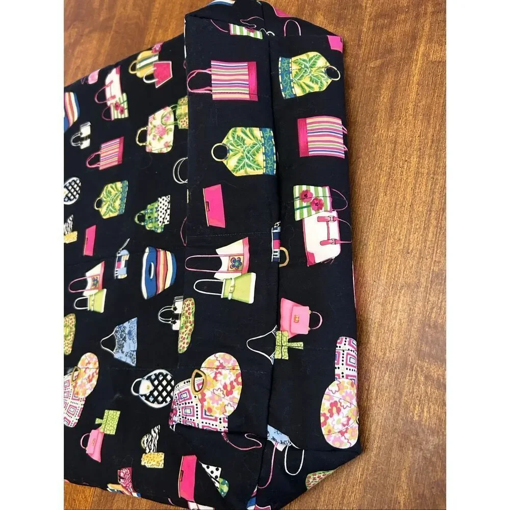 Handmade Colorful Large & Deep Fabric Tote Bag Beach Bag Travel Tote 24”x12”x 6”